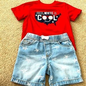 Celebrate Patriotic Shirt and Jean Toddler Short Set - 2T